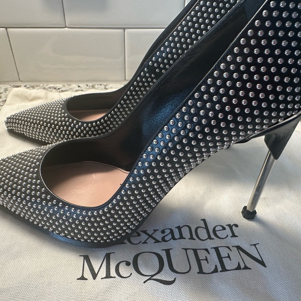 Neiman Marcus Black Heels with Silver Accents